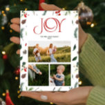 Cartes Pour Fêtes Annuelles Moderne Joy Red Berry Botanique 3 Photo Noël<br><div class="desc">Faites des salutations de Noël extra spécial cette année avec notre carte Modern Joy Red Berry Botanical 3 Photo Christmas card! Cette carte de vacances moderne et chic a tout le raffinement d'une carte de vacances formelle, tout en maintenant l'esprit léger et joyeux de la saison. La couverture est ornée...</div>