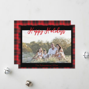 Cartes Pour Fêtes Annuelles Moderne Joyeuses Fêtes Rouge et Noir Carreaux Tart