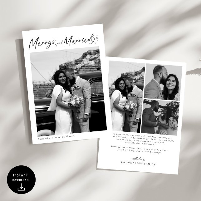Cartes Pour Fêtes Annuelles Moderne Joyeux et Mariés Script Noël (Créateur téléchargé)