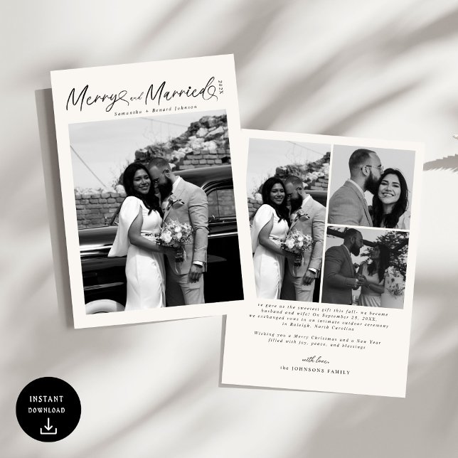 Cartes Pour Fêtes Annuelles Moderne Joyeux et Mariés Script Noël (Créateur téléchargé)