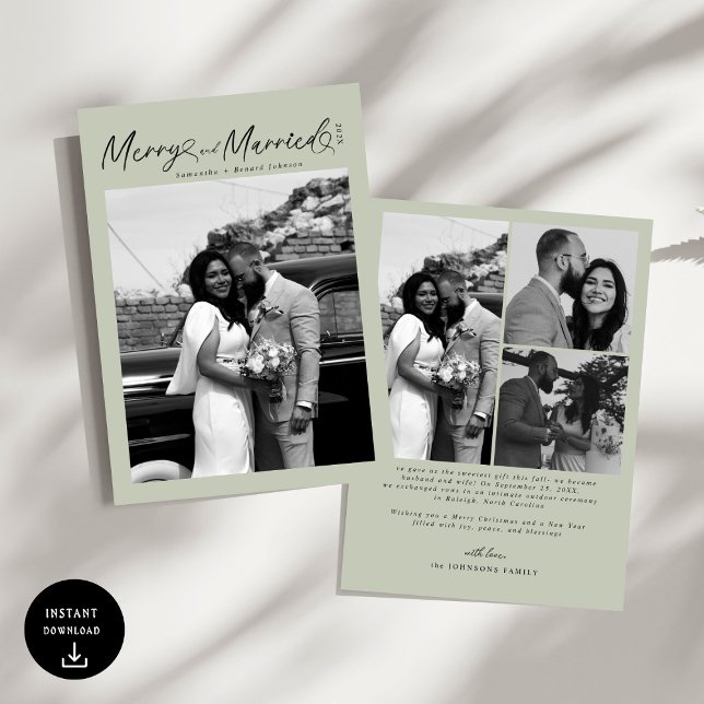 Cartes Pour Fêtes Annuelles Moderne Joyeux et Mariés Script Noël (Créateur téléchargé)