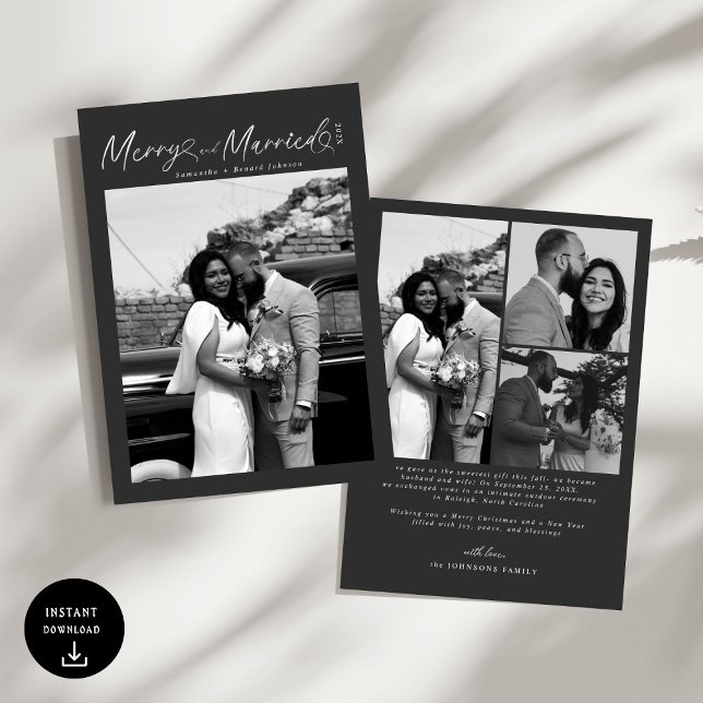 Cartes Pour Fêtes Annuelles Moderne Joyeux et Mariés Script Noël (Créateur téléchargé)