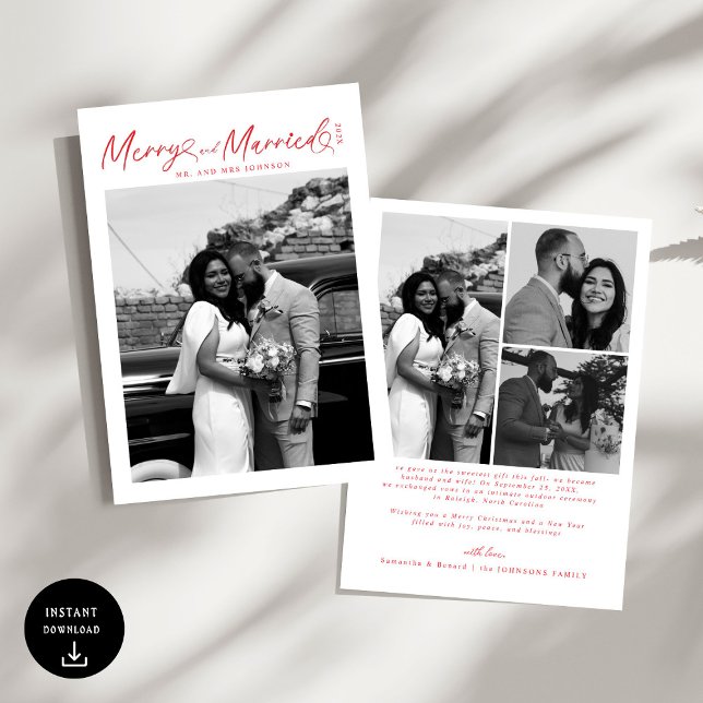 Cartes Pour Fêtes Annuelles Moderne Joyeux et Mariés Script Noël (Créateur téléchargé)