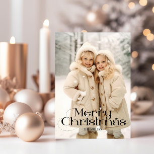 Cartes Pour Fêtes Annuelles Moderne Joyeux Noël Élégant 1 Photo Typographie