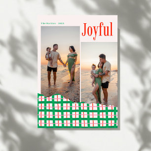 Cartes Pour Fêtes Annuelles Moderne Joyeux Noël en Gras Photo de Famille à Car