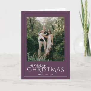 Cartes Pour Fêtes Annuelles Moderne Joyeux Noël encadré Photo prune
