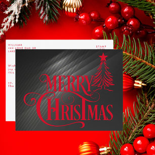 Cartes Pour Fêtes Annuelles Moderne Joyeux Noël Noir et Rouge Traditionnel
