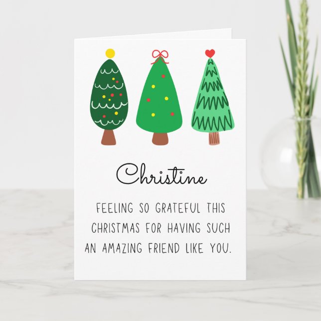 Cartes Pour Fêtes Annuelles Moderne Joyeux Noël Nom de l'ami Plié (Devant)