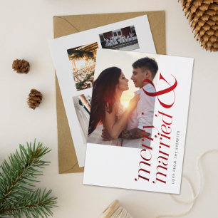 Cartes Pour Fêtes Annuelles Moderne Joyeux Noël Photo Feuille d'aluminium Roug