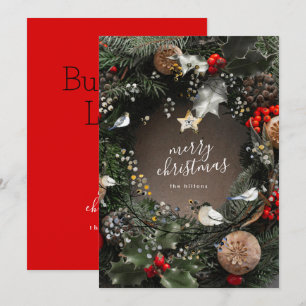 Cartes Pour Fêtes Annuelles Moderne Joyeux Noël Porte Wreath Entreprise