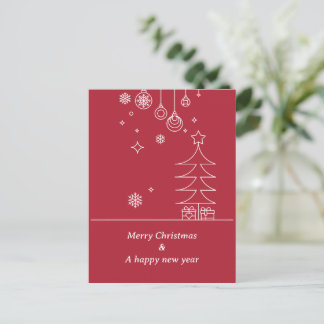 Cartes Pour Fêtes Annuelles Moderne Joyeux Noël Rouge Blanc