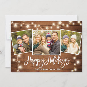 Cartes Pour Fêtes Annuelles Moderne Joyeux Noël Rustique 3 PHOTO Salutation