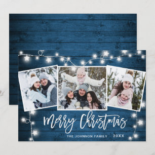 Cartes Pour Fêtes Annuelles Moderne Joyeux Noël Rustique 3 PHOTO Salutation