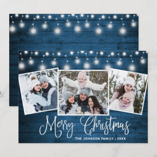 Cartes Pour Fêtes Annuelles Moderne Joyeux Noël Rustique 3 PHOTO Salutation