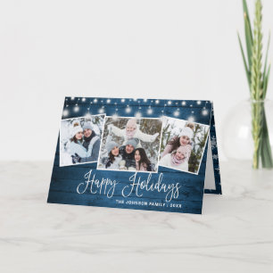 Cartes Pour Fêtes Annuelles Moderne Joyeux Noël Rustique 3 PHOTO Salutation