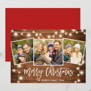 Cartes Pour Fêtes Annuelles Moderne Joyeux Noël Rustique 3 PHOTO Salutation
