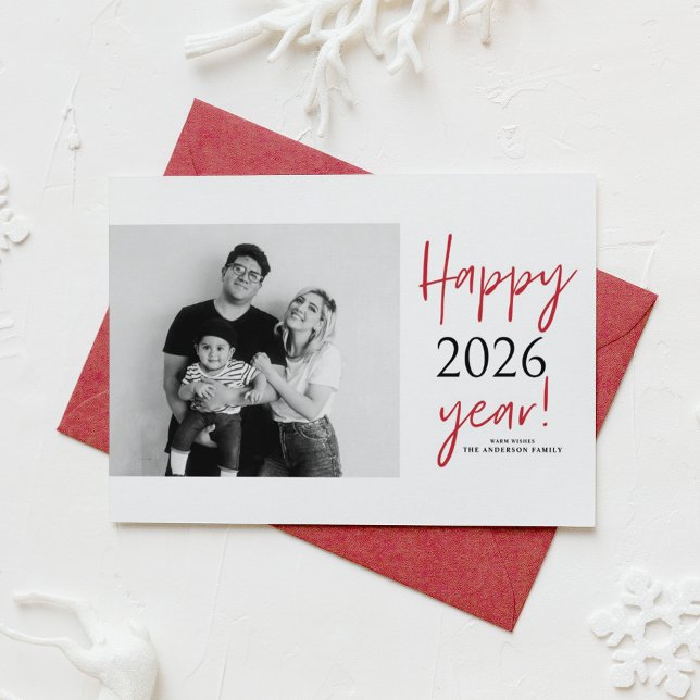 Cartes Pour Fêtes Annuelles Moderne Lettering 2025 Joyeux Nouvel An Photo (Send new year cheer with this customizable modern New Year Photo Card featuring mix typography.)