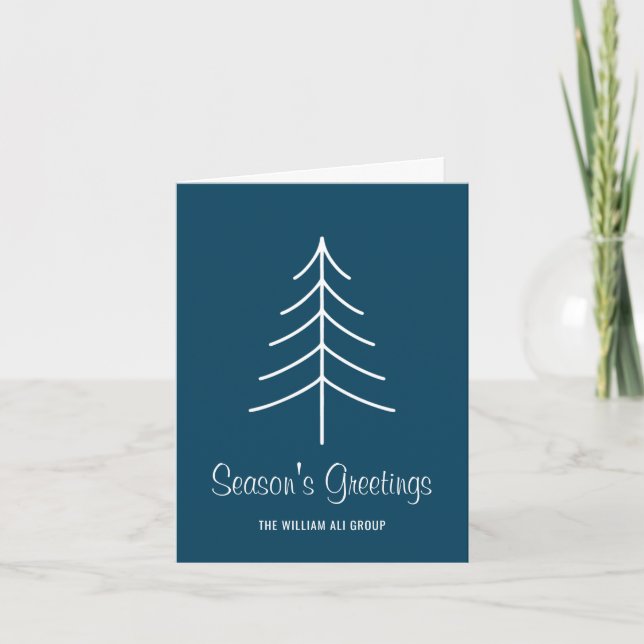 Cartes Pour Fêtes Annuelles Moderne Marine Blue Pine Tree Salutation Business (Devant)