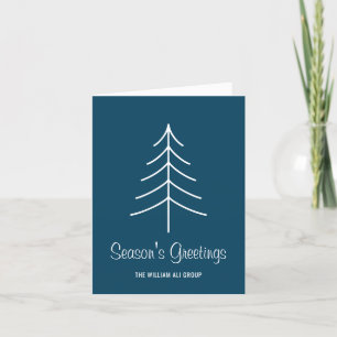 Cartes Pour Fêtes Annuelles Moderne Marine Blue Pine Tree Salutation Business
