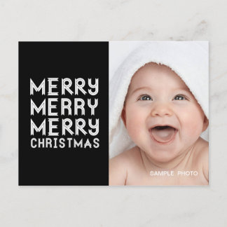 CARTES POUR FÊTES ANNUELLES MODERNE MERRY CHRISTMAS PHOTO POSTCARD NOIR