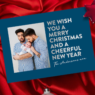 CARTES POUR FÊTES ANNUELLES MODERNE MERRY NOËL & NOUVELLE ANNÉE FAUX SILVER FO