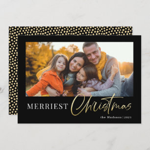 Cartes Pour Fêtes Annuelles Moderne minimal Gold Script Calligraphie photo Vac