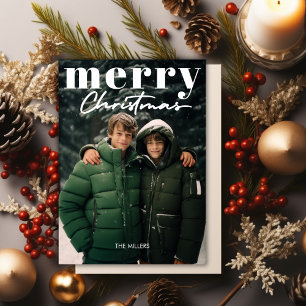 Cartes Pour Fêtes Annuelles Moderne minimal Joyeux Noël 1 Photo Élégant