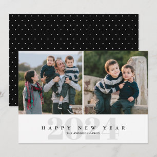 Cartes Pour Fêtes Annuelles Moderne minimal noir et gris 2 photo Bonne année
