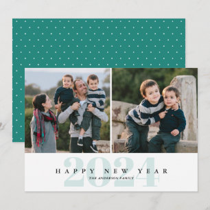 Cartes Pour Fêtes Annuelles Moderne Minimal Turquoise 2 Photo Bonne année