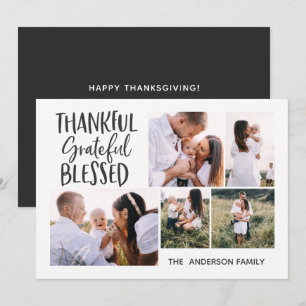 Cartes Pour Fêtes Annuelles moderne minimale 4 photo de remerciement thanksgiv