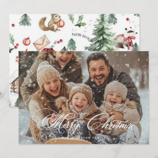 Cartes Pour Fêtes Annuelles Moderne minimaliste 1 photo Noël élégant script Ho