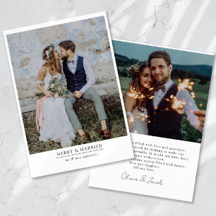 Cartes Pour Fêtes Annuelles Moderne minimaliste 2 Photo Joyeux & Marié