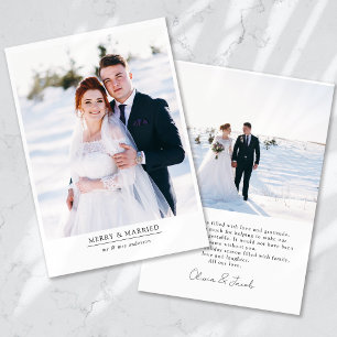 Cartes Pour Fêtes Annuelles Moderne minimaliste 2 Photo Joyeux & Marié