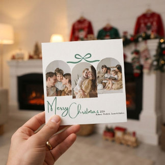 Cartes Pour Fêtes Annuelles Moderne Minimaliste Arche Photo Famille Noël