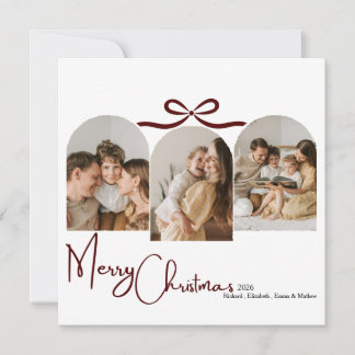 Cartes Pour Fêtes Annuelles Moderne Minimaliste Arche Photo Famille Noël