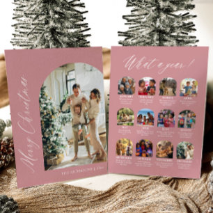 Cartes Pour Fêtes Annuelles Moderne Minimaliste Arche Rose Photo Joyeux Noël