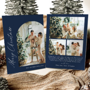 Cartes Pour Fêtes Annuelles Moderne Minimaliste Bleu Arche Photo Joyeux Noël