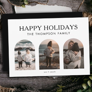 Cartes Pour Fêtes Annuelles Moderne minimaliste Customisé trois photos Noël