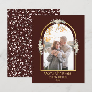 Cartes Pour Fêtes Annuelles Moderne Minimaliste Fleurie Arche Photo Marron