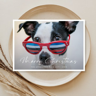 Cartes Pour Fêtes Annuelles Moderne minimaliste Funny Chien Famille Photo Noël