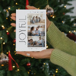 Cartes Pour Fêtes Annuelles Moderne minimaliste Joyeuse Famille 3 Photo Noël<br><div class="desc">Bienvenue les vacances cette année avec une Carte de vacances de Noël minimale moderne 3 Photo qui capture ces moments parfaits de joie avec une famille unie. Cette carte noire et blanche chic est l'incarnation parfaite du style moderne et minimaliste que nous recherchons. Des lignes épurées dans la typographie et...</div>
