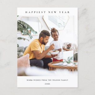 CARTES POUR FÊTES ANNUELLES MODERNE MINIMALISTE PROPRE PHOTO BONNE ANNÉE HEURE