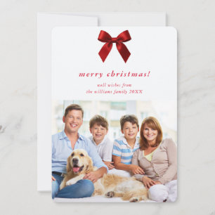 Cartes Pour Fêtes Annuelles MODERNE MINIMALISTE Ruban rouge bow famille photo