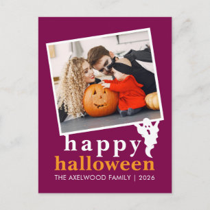 Cartes Pour Fêtes Annuelles Moderne Minimaliste Solide Mignon Fantôme Famille 