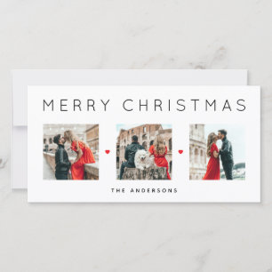 Cartes Pour Fêtes Annuelles Moderne Minimaliste Trois Photo Noël Famille