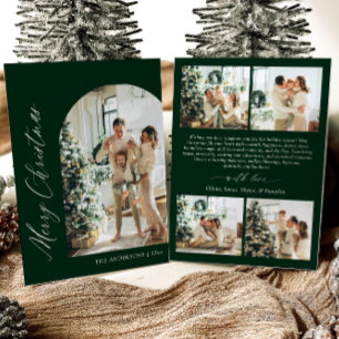 Cartes Pour Fêtes Annuelles Moderne Minimaliste Vert Arche Photo Joyeux Noël