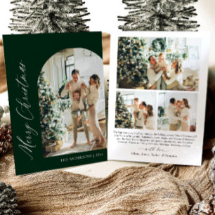 Cartes Pour Fêtes Annuelles Moderne Minimaliste Vert Arche Photo Joyeux Noël
