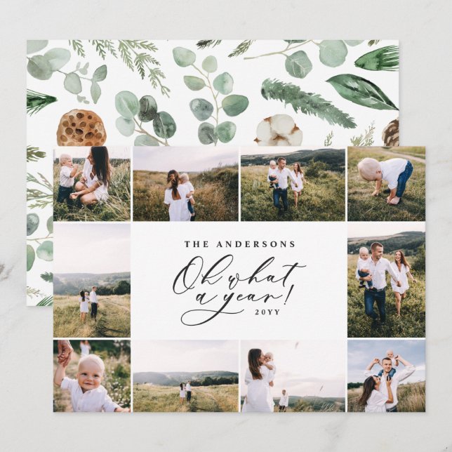 Cartes Pour Fêtes Annuelles Moderne minimum 10 photo nouvelle année famille no (Devant / Derrière)