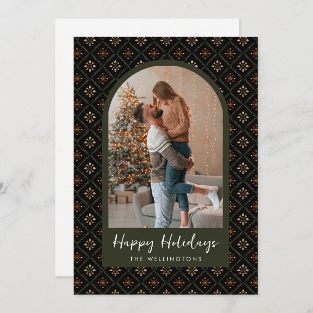 Cartes Pour Fêtes Annuelles Moderne motif de Noël Boho Fêtes Arche Photo (Devant / Derrière)