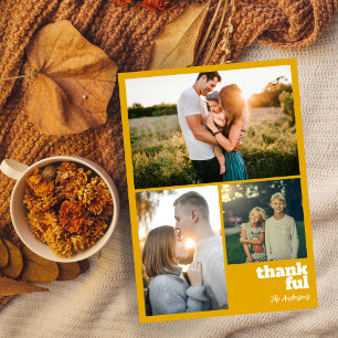 Cartes Pour Fêtes Annuelles Moderne moutarde Jaune Thanksgiving 3 Photo Collag